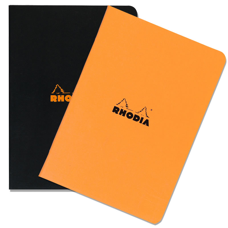 Rhodia A4 Large Size  Rhodia Side-Stapled Orange & Black Writing